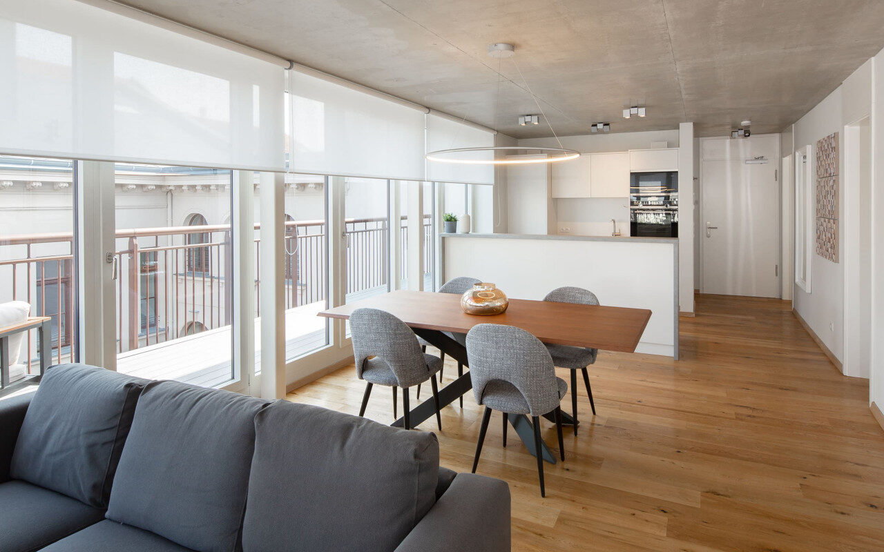 Penthouse living glass front