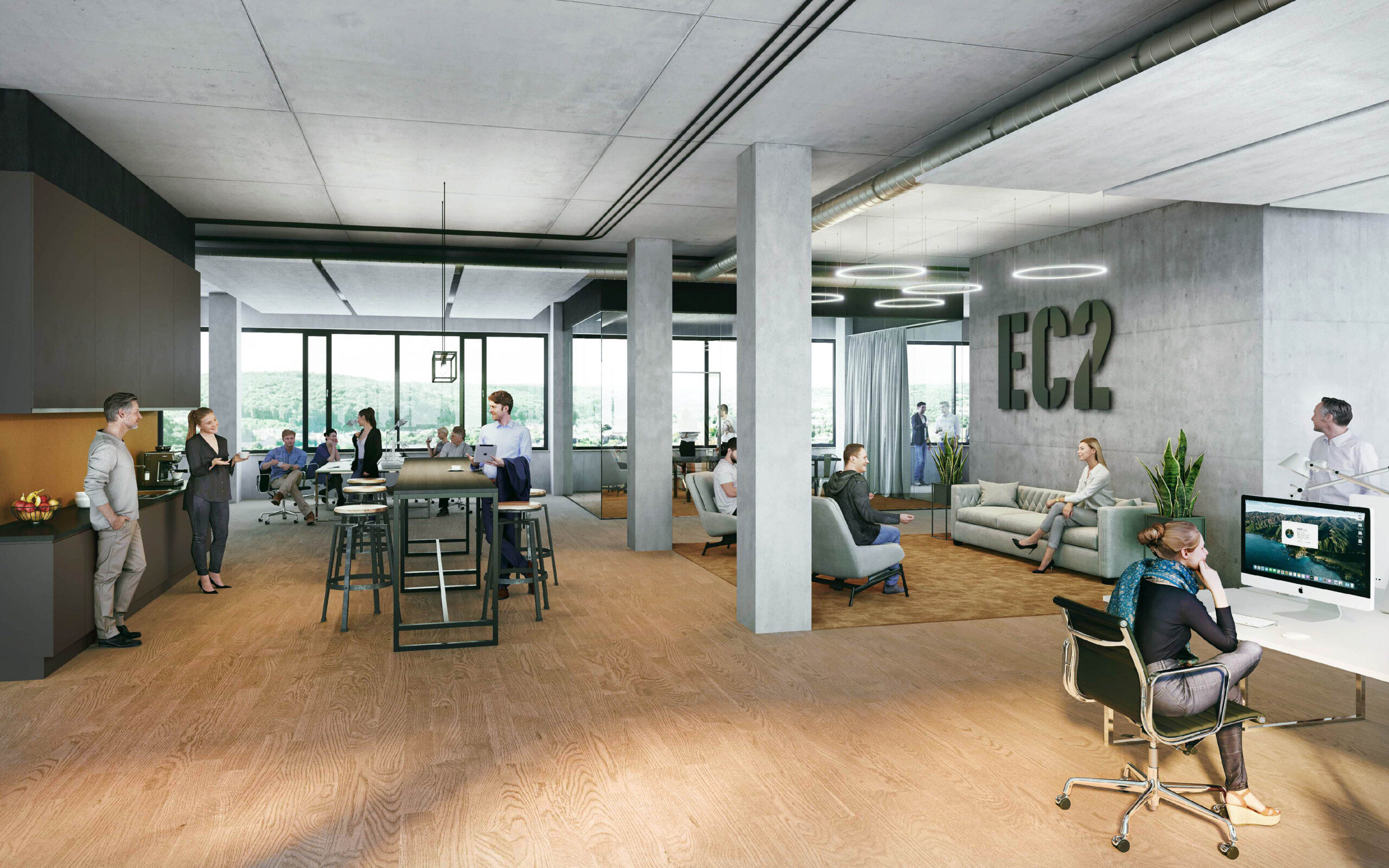 Visualisierung Open Space Buero