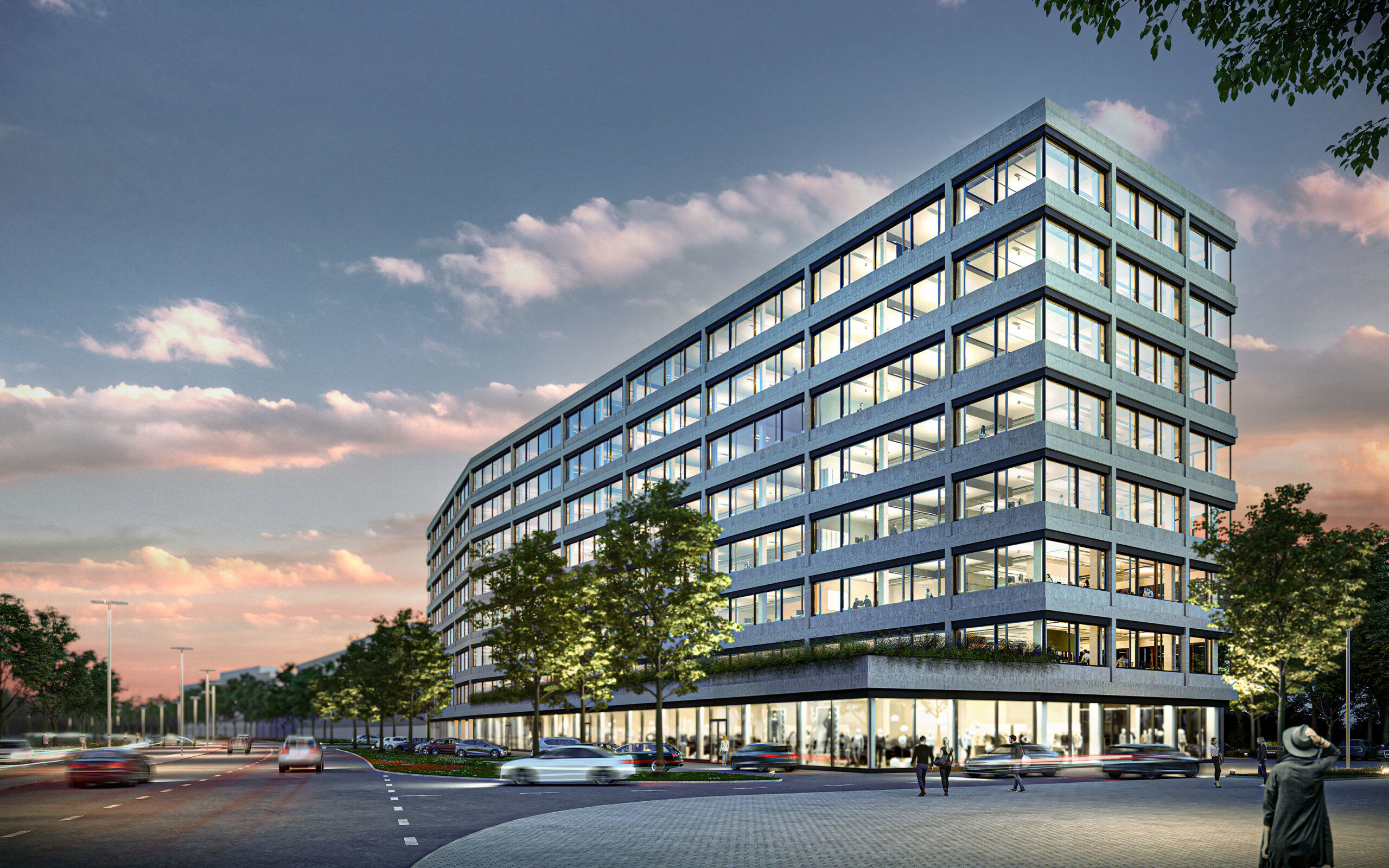 Visualisierung modernes Buerohaus